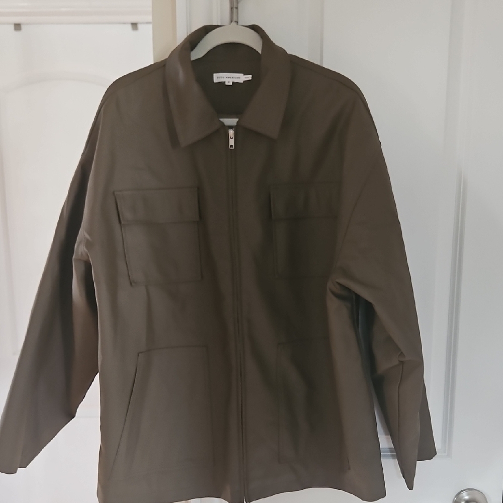 Good American Green Lightweight Shirt Jacket with Relaxed Fit
